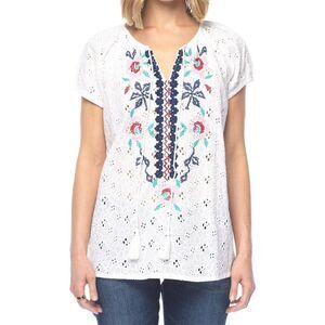 Tolani Womens  Eyelet Top, White